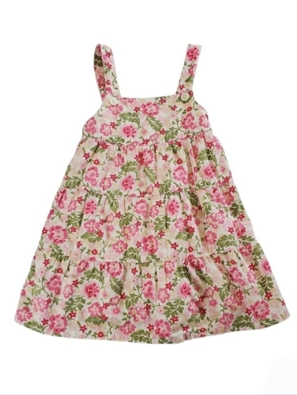 K1173 * Baby Gap Girls Floral Casual Dress White Pink Green Size 12-18M